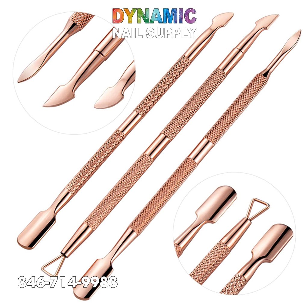 Dual-ended Rose Gold Nail Art Cuticle Pusher Manicure Pedicure Stainless Steel
