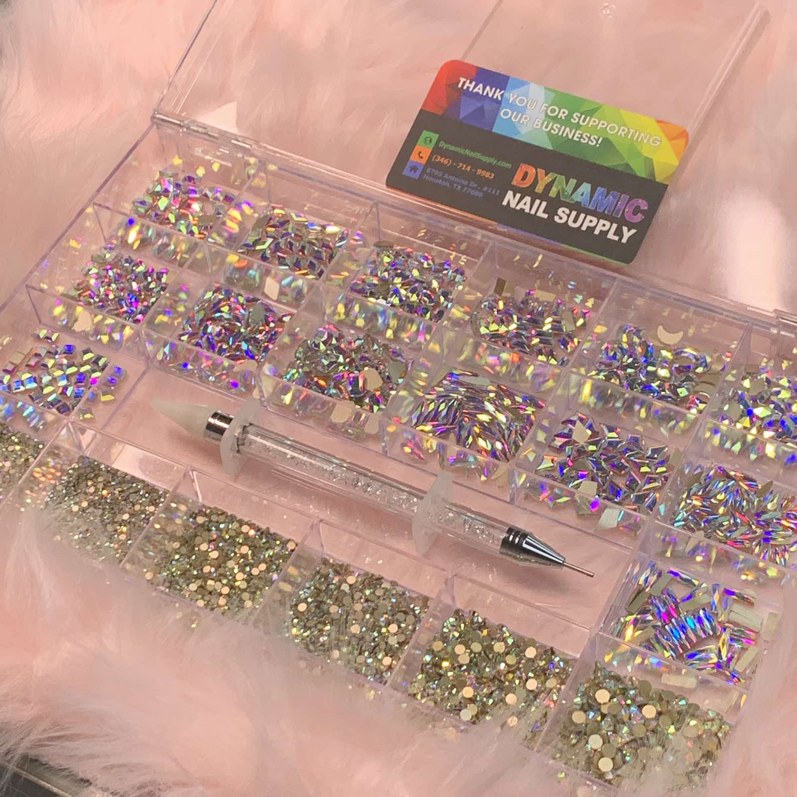 AB K9 Crystal Rhinestone set - 20 cells - 14 big shapes and 6 round shapes rhinestonesz