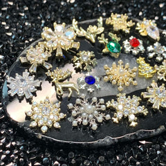 24 pcs Unique Design Snowflake Charm for Christmas nails art design