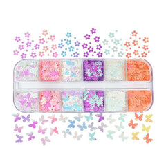 Butterfly and Flower sequins for Spring Nails Art design