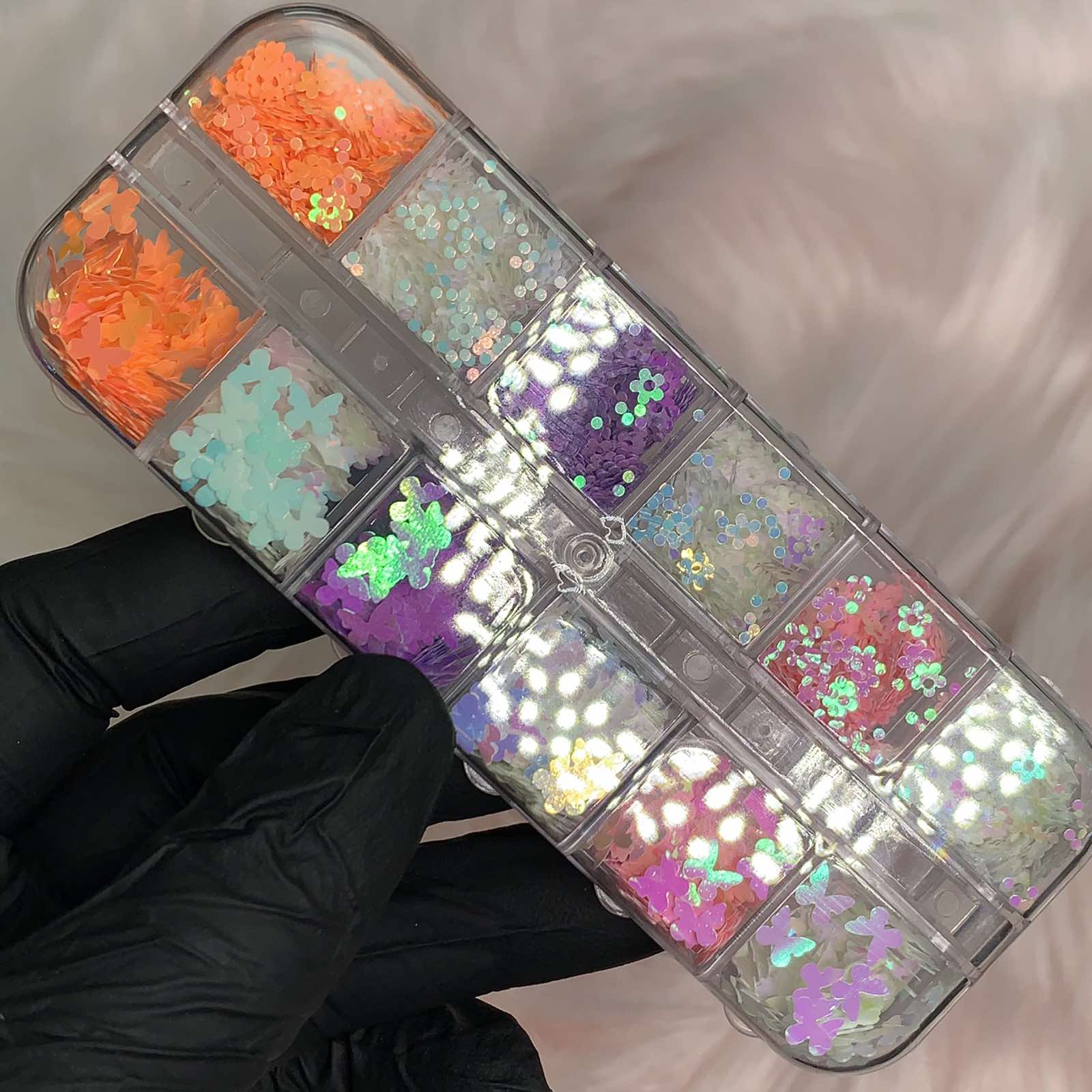 Butterfly and Flower sequins for Spring Nails Art design
