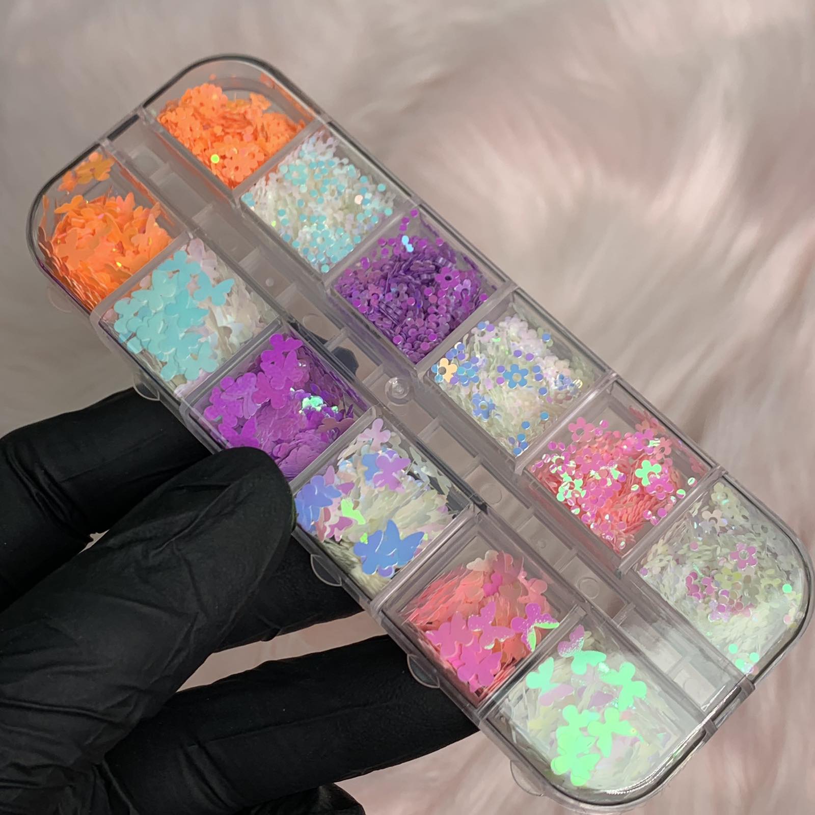 Butterfly and Flower sequins for Spring Nails Art design