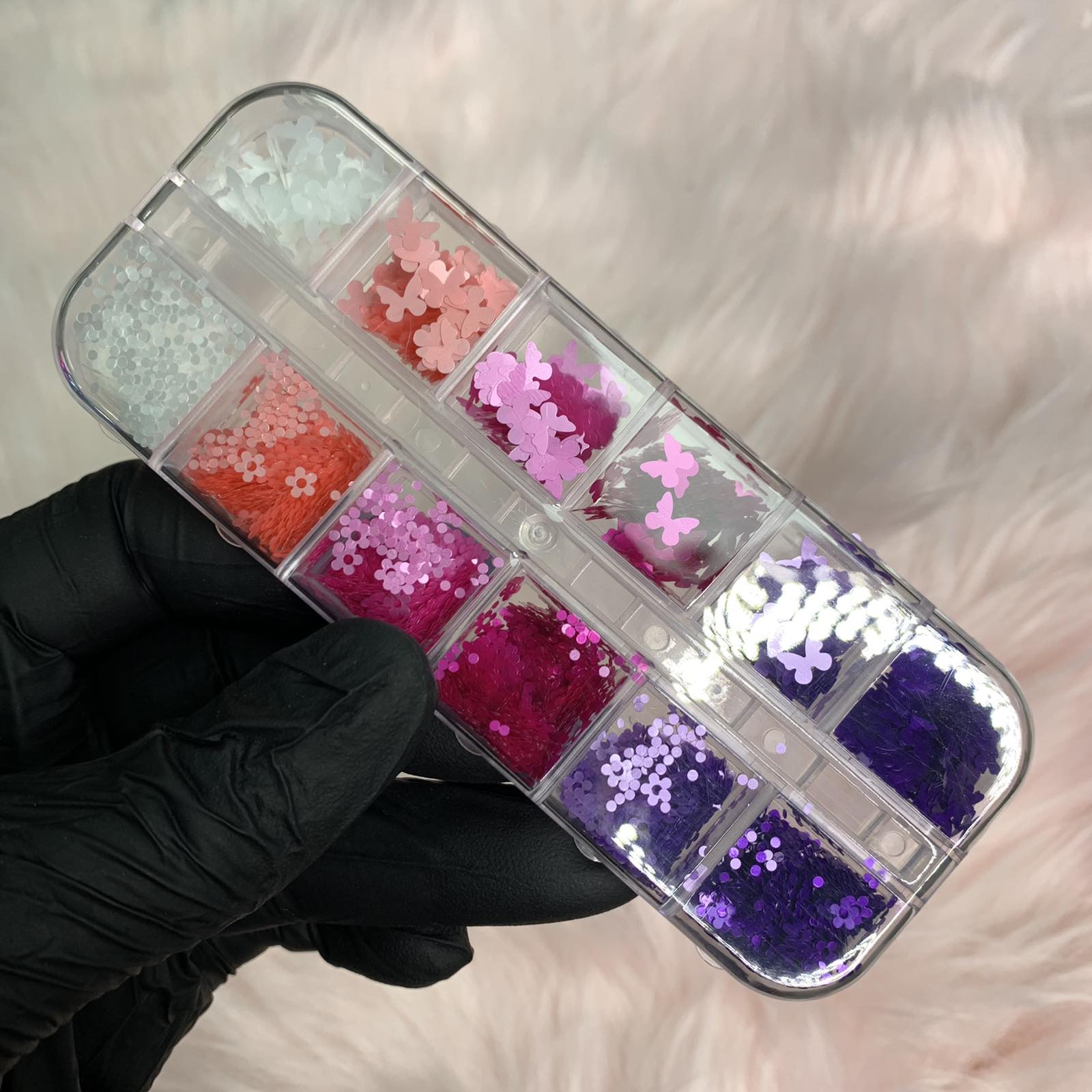 Butterfly and Flower sequins (Pink Purple Nude color) for Spring Nails Art design
