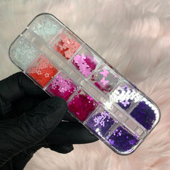 Butterfly and Flower sequins (Pink Purple Nude color) for Spring Nails Art design