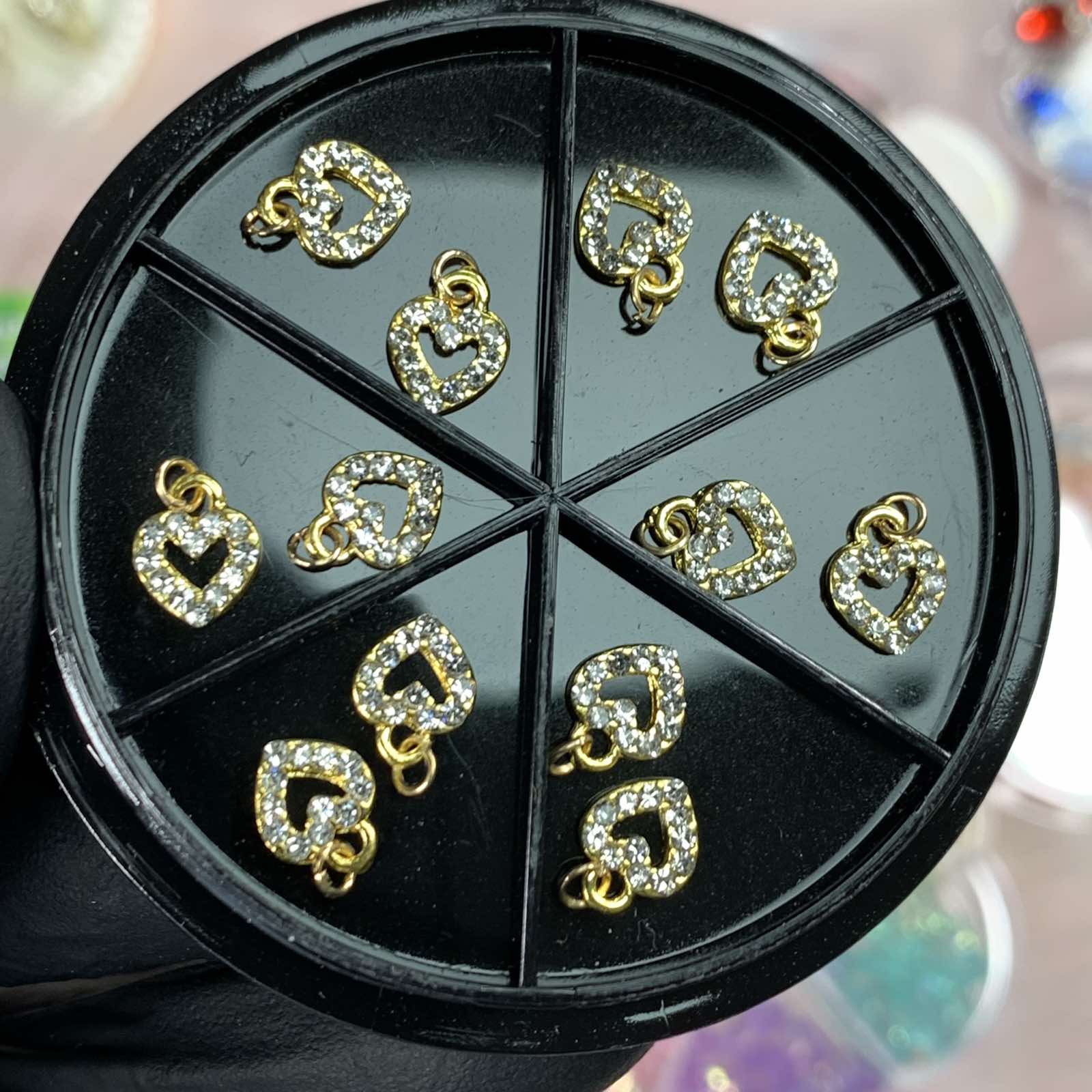 12 pcs Heart Shaped Dangles Charms for Nails designer