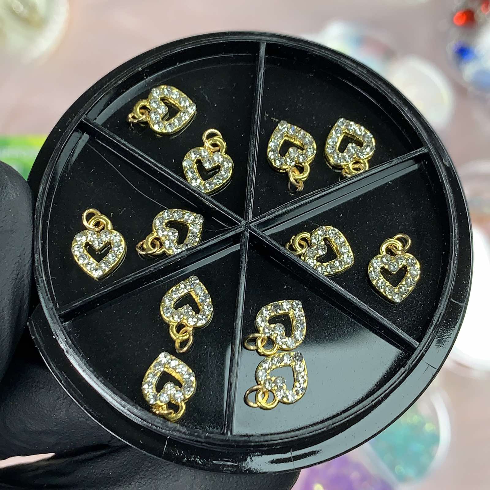 12 pcs Heart Shaped Dangles Charms for Nails designer