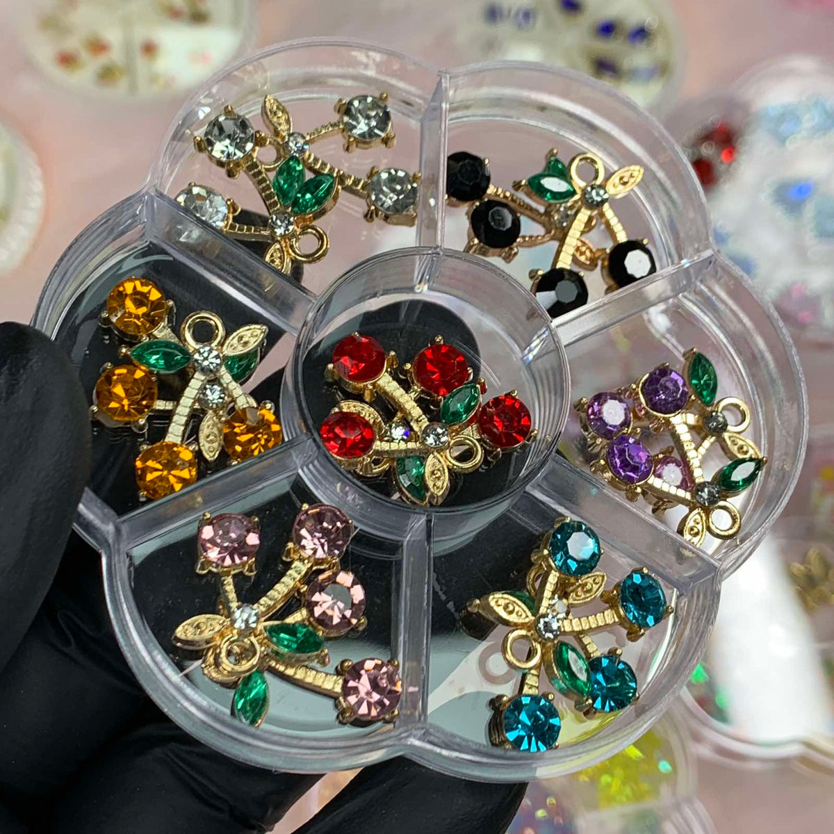 14 pcs Colorful Cherry Charms for Nails Art Designer