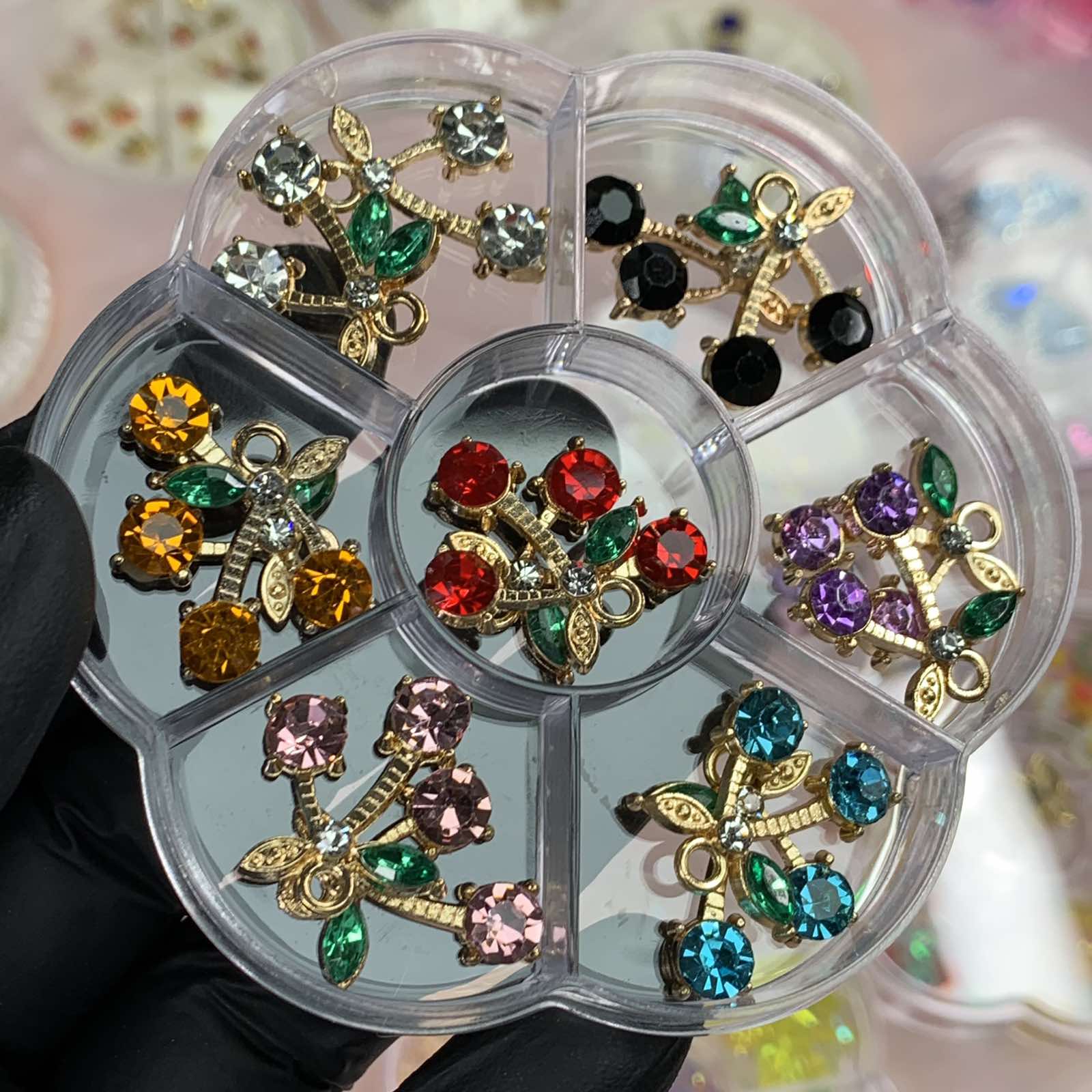 14 pcs Colorful Cherry Charms for Nails Art Designer