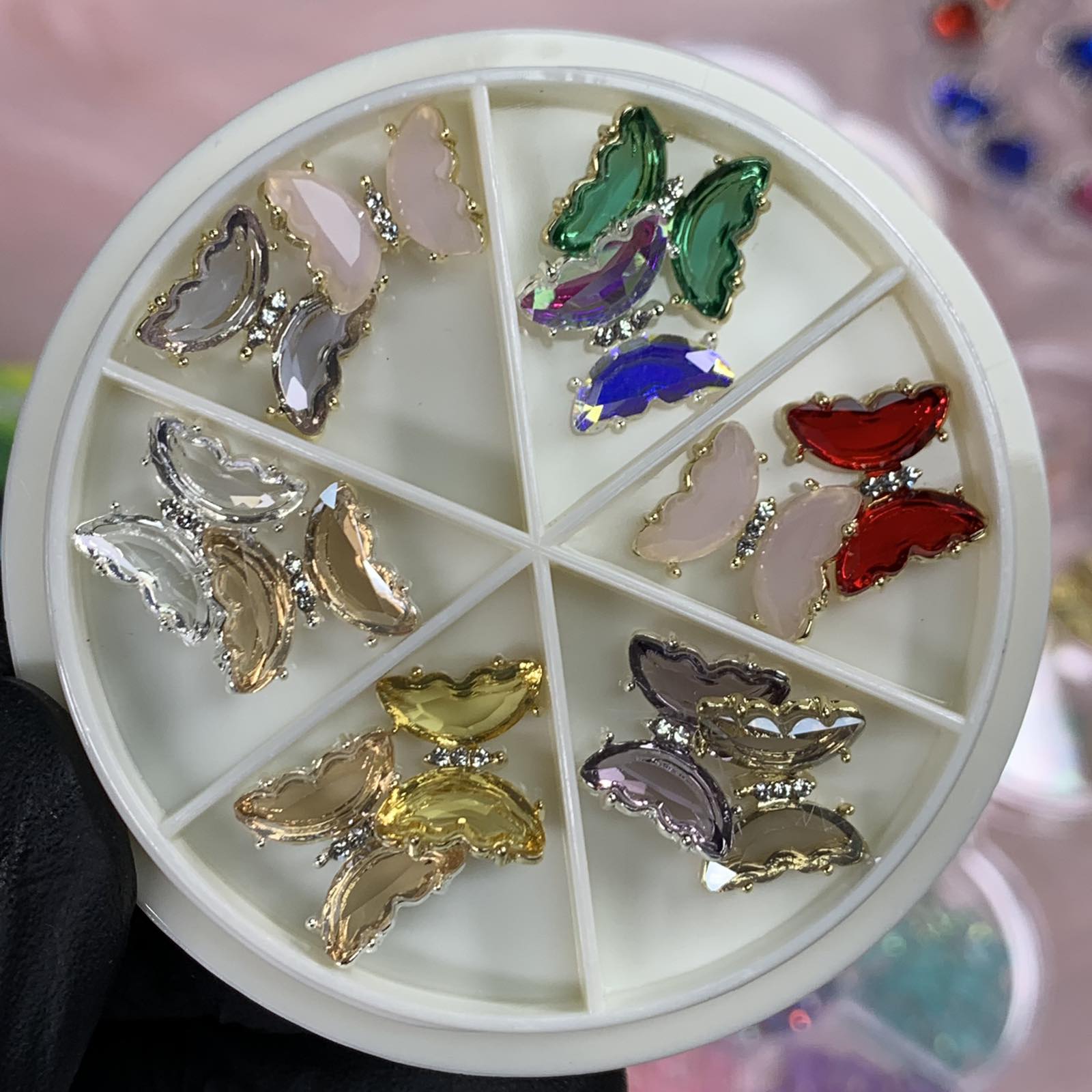 12 pcs Butterfly Rhinestone Charms for Nails Art Designer