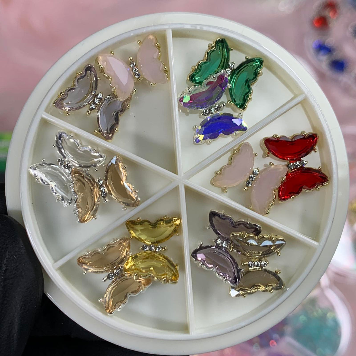 12 pcs Butterfly Rhinestone Charms for Nails Art Designer