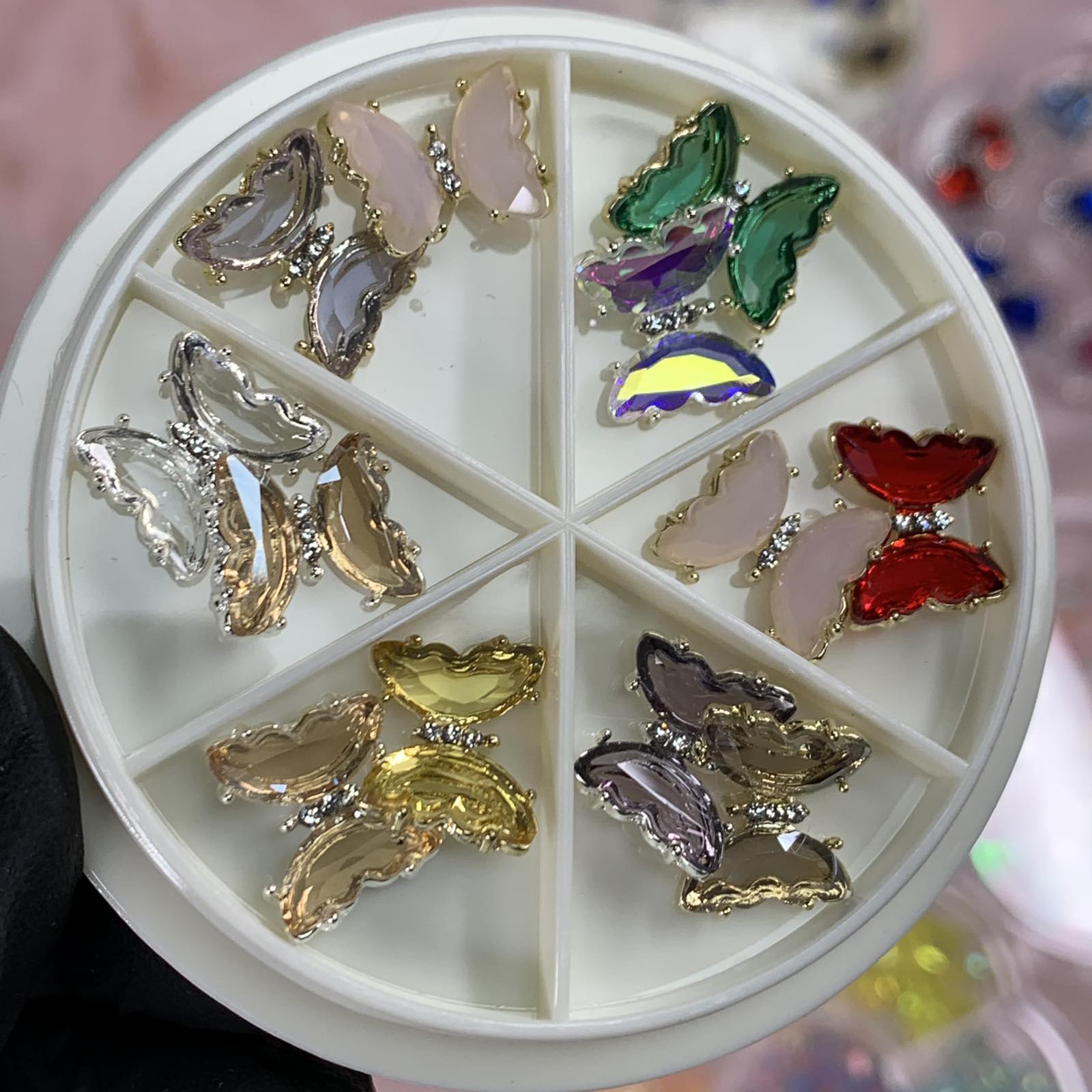 12 pcs Butterfly Rhinestone Charms for Nails Art Designer