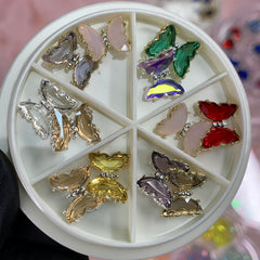 12 pcs Butterfly Rhinestone Charms for Nails Art Designer
