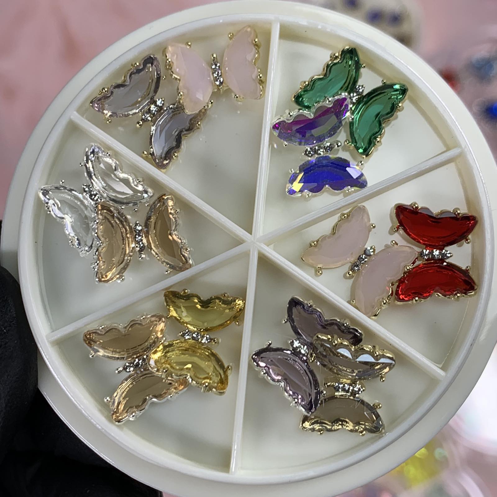 12 pcs Butterfly Rhinestone Charms for Nails Art Designer