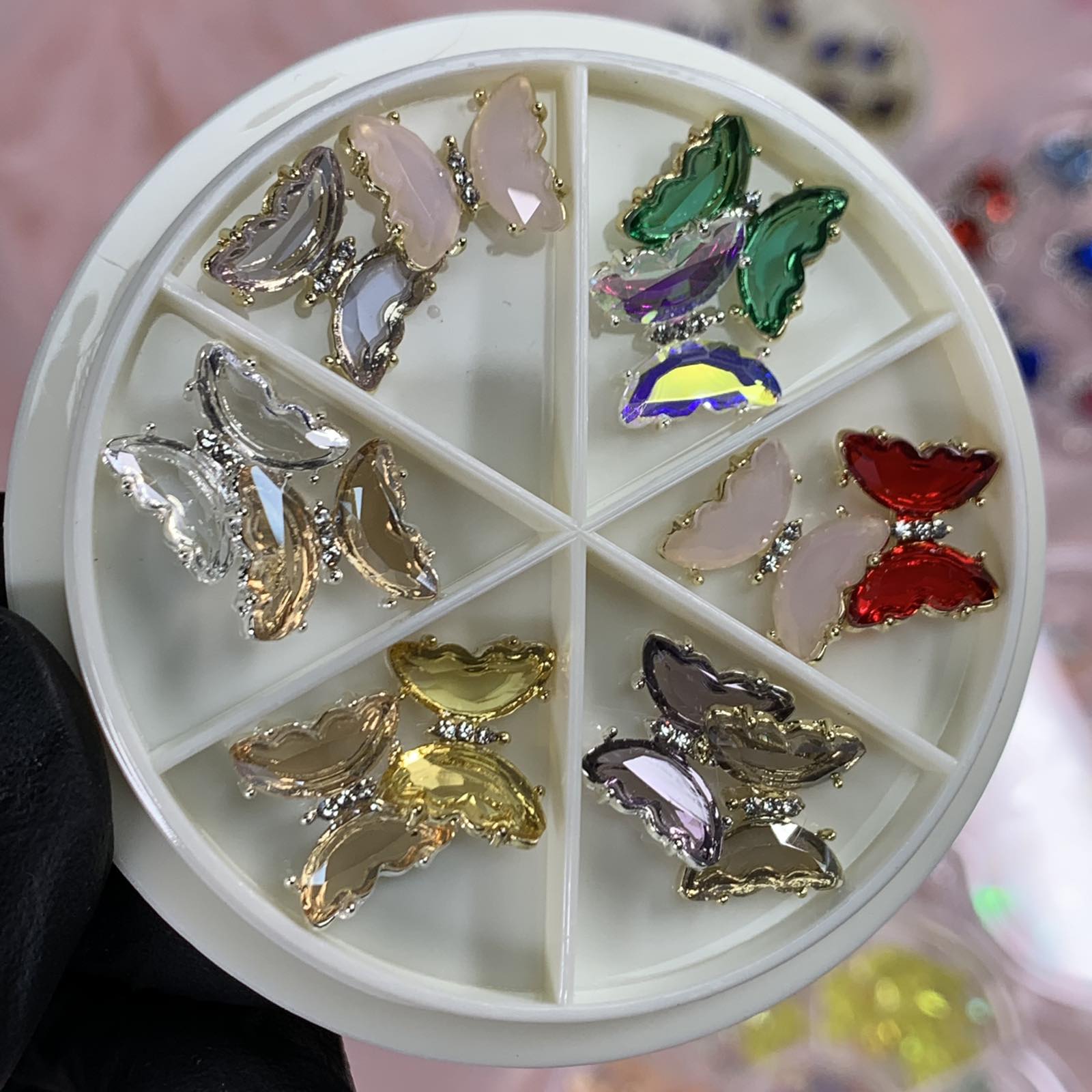 12 pcs Butterfly Rhinestone Charms for Nails Art Designer