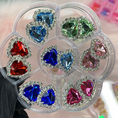 14 pcs Heart Shaped Rhinestone Charms for Nails Art Designer