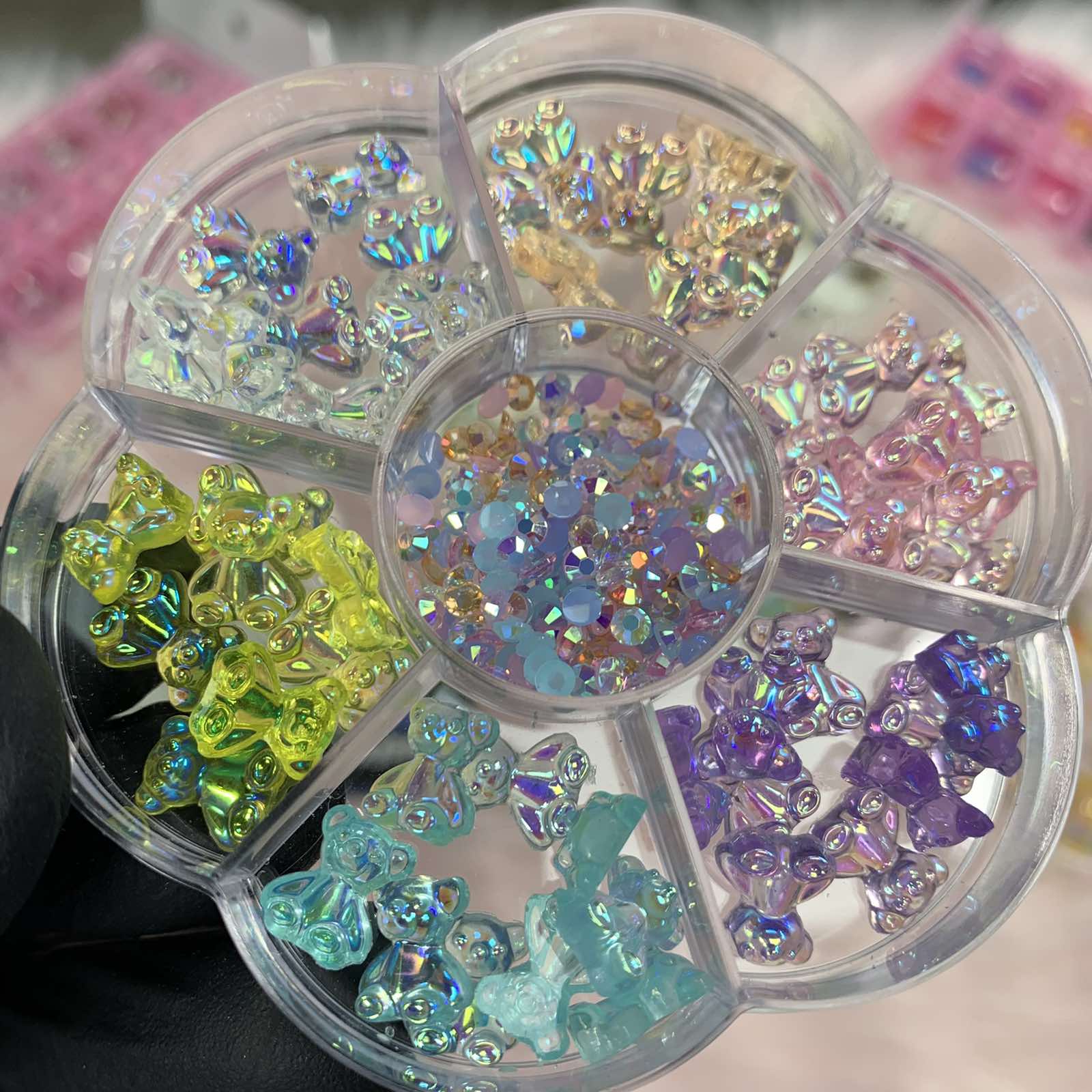 60 pcs 3D Resin Bear Charms for Nails Art Designer