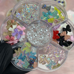 60 pcs Mix-shapes Resin Charms with Pearls for Nails Art Designer