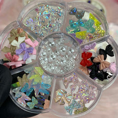 60 pcs Mix-shapes Resin Charms with Pearls for Nails Art Designer